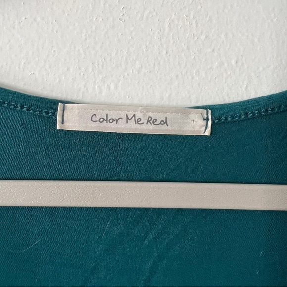 Color Me Red Grecian style teal maxi dress size S/M - Picture 5 of 6